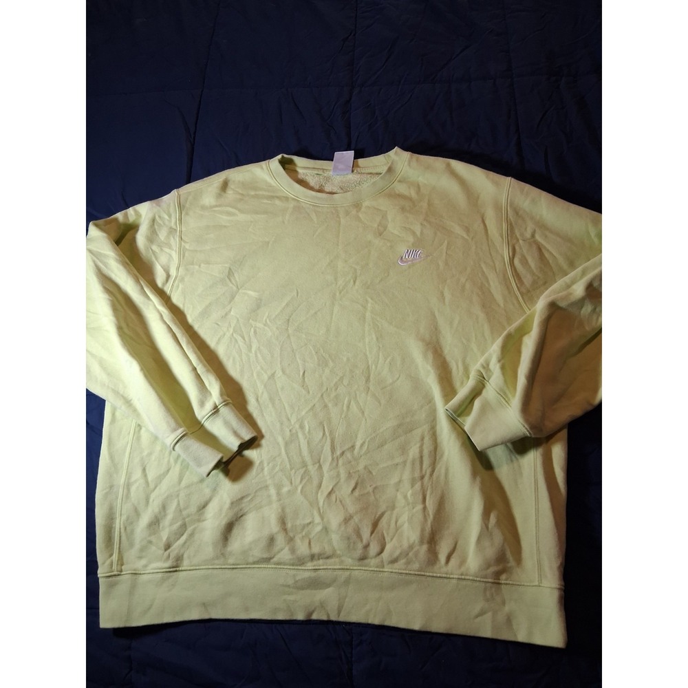 Nike Club Fleece Crew Sweater Sweatshirt Size‎ XL Volt Lime Green BV2662-736